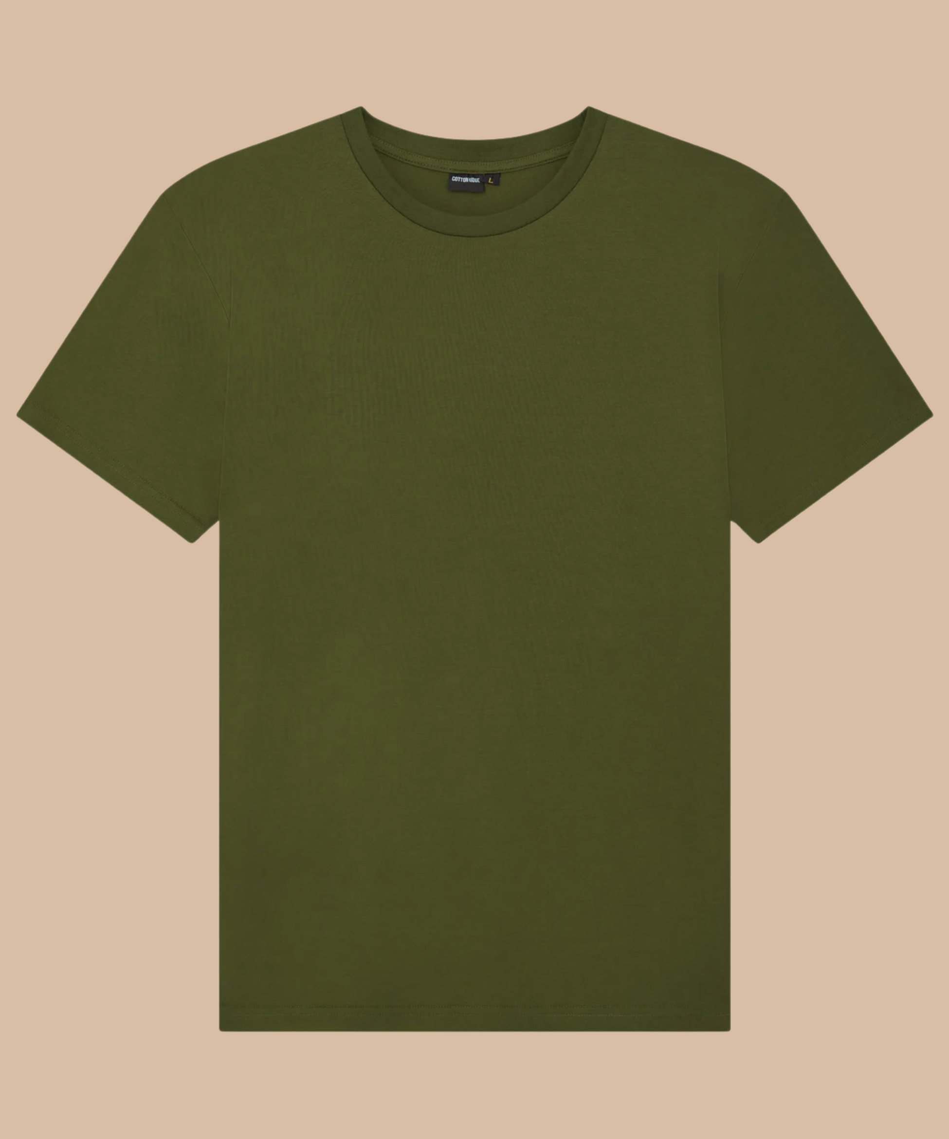 Green t-shirt on a beige background