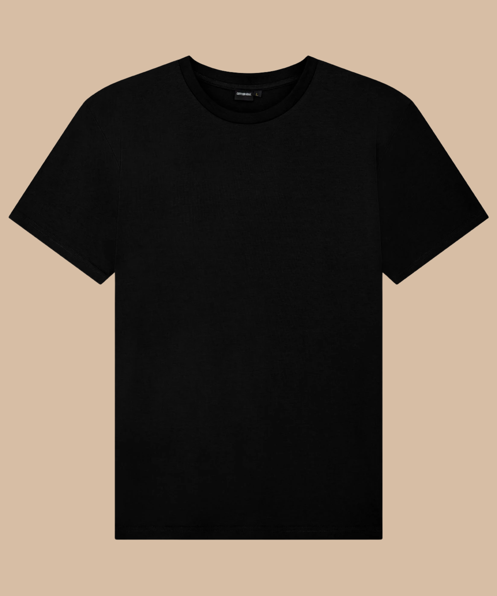 Black t-shirt on a beige background