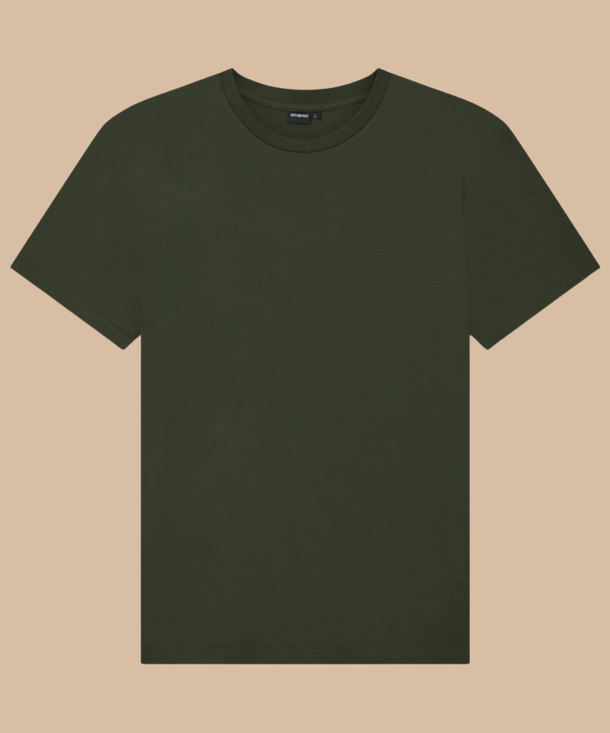 Plain green t-shirt on a beige background