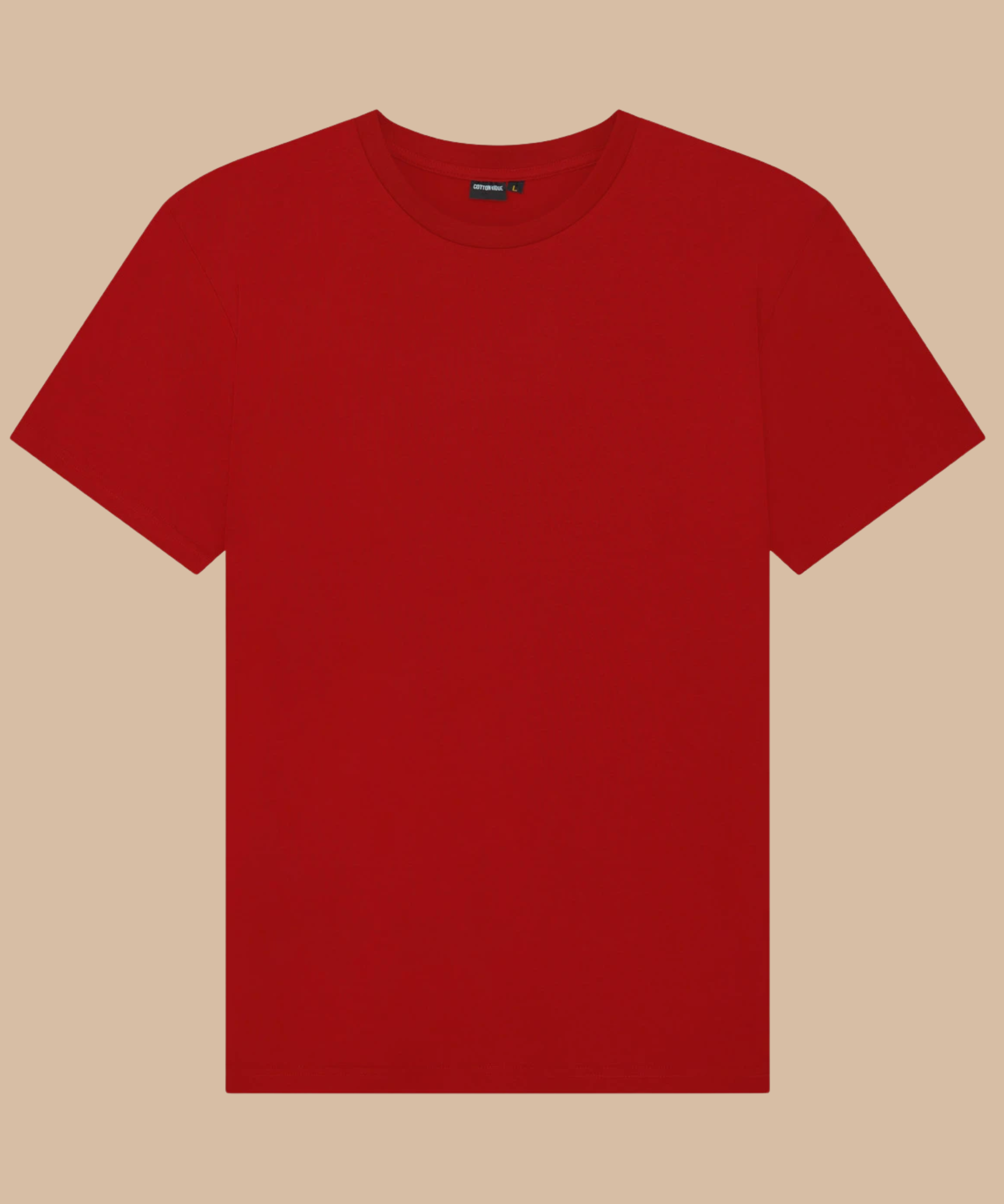 Red t-shirt on a beige background