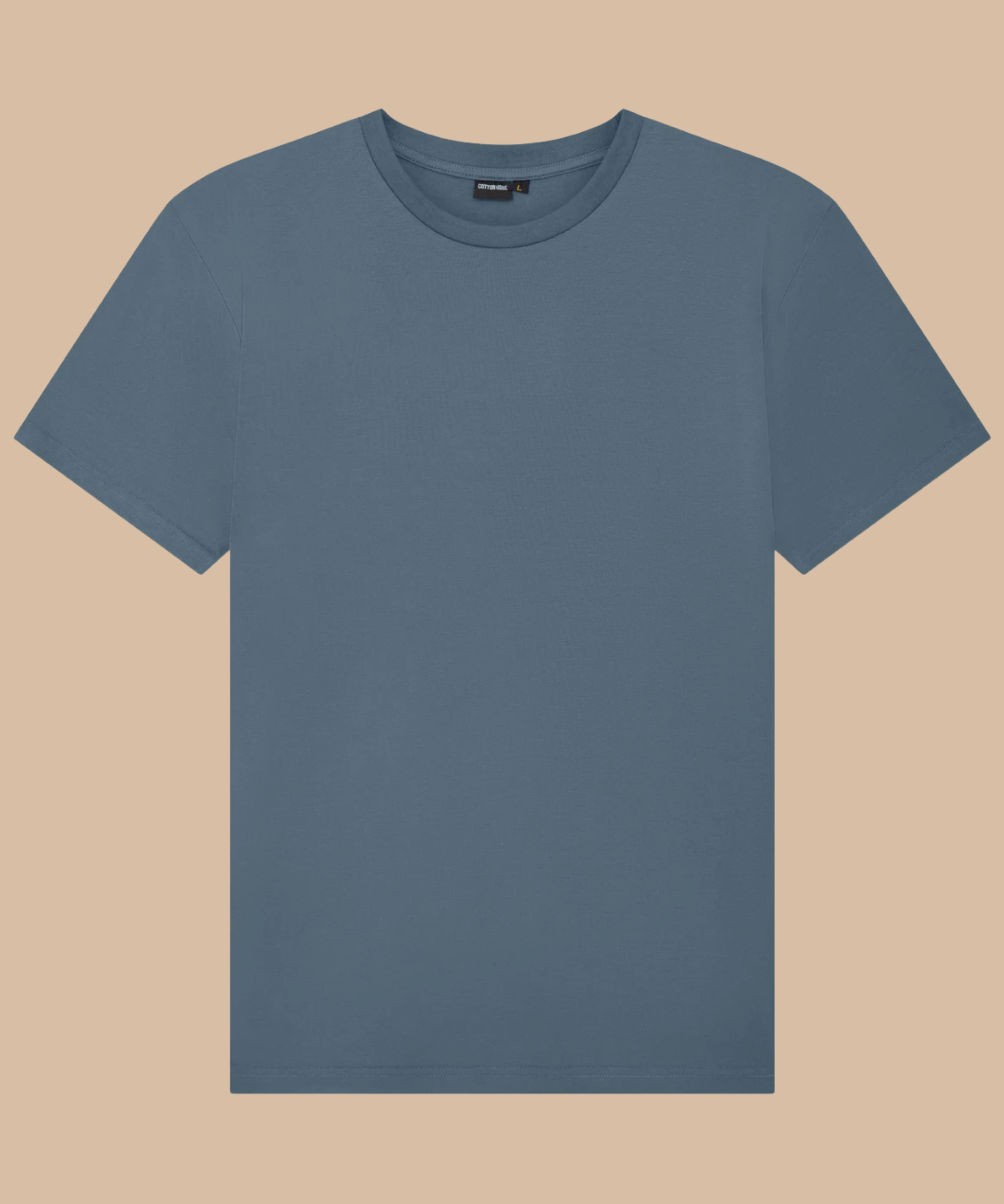 Plain blue t-shirt on a beige background