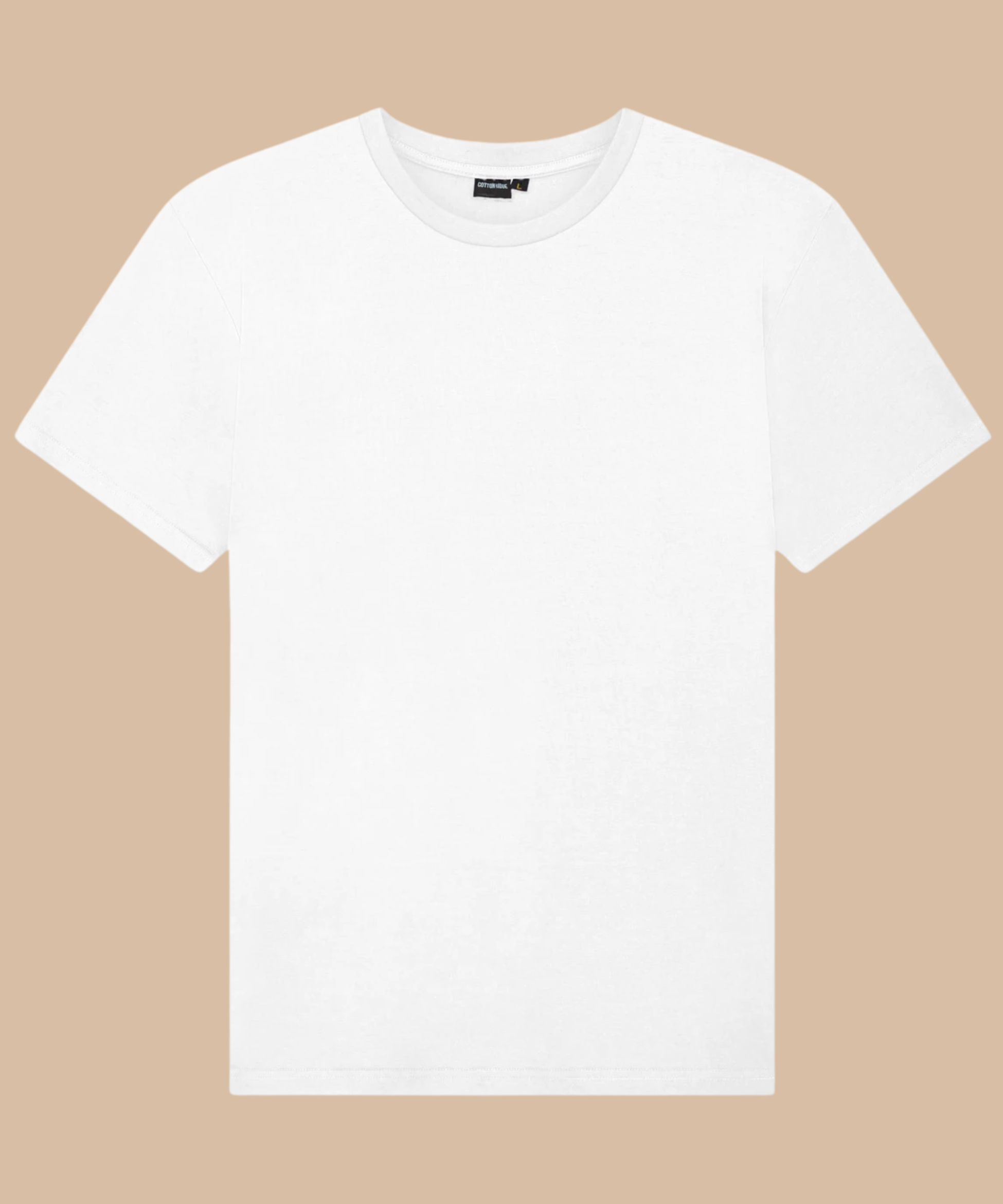 White t-shirt on a beige background